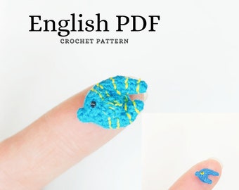 SOLO MODELLO inglese di pesce in miniatura Amigurumi all'uncinetto, pdf Modello giocattolo micro pesce farcito Amigurumi