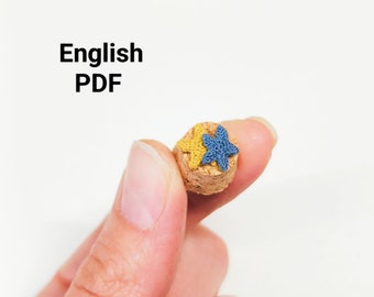 SOLO MODELLO inglese di stelle marine in miniatura Amigurumi all'uncinetto, pdf Portachiavi Amigurumi con motivo Micro stelle marine