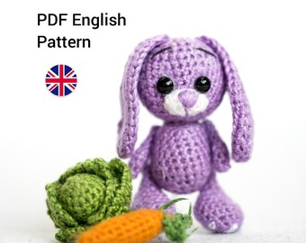 SOLO MODELLO inglese del coniglietto pasquale in miniatura Amigurumi all'uncinetto, pdf Modello giocattolo mini coniglio farcito Amigurumi