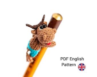 SOLO MODELLO inglese di toro in miniatura Amigurumi all'uncinetto, pdf Modello di toro farcito Amigurumi