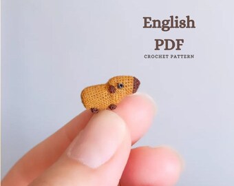 Crochet Amigurumi Miniature Capybara English PATTERN ONLY, pdf Amigurumi Stuffed Capybara Toy Pattern
