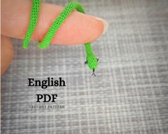 SCHEMA ALL'UNCINETTO: Modello mini serpente Amigurumi senza cuciture, scritto in inglese, progetto adatto ai principianti, decorazione di Capodanno, serpente all'uncinetto