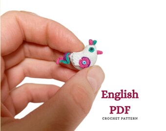 Pollo pasquale in miniatura Amigurumi all'uncinetto SOLO MODELLO inglese, pdf Modello giocattolo pollo farcito Amigurumi