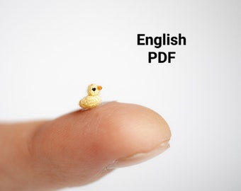 SOLO MODELLO inglese di anatra in miniatura Amigurumi all'uncinetto, pdf Modello di giocattolo per micro anatra ripiena Amigurumi