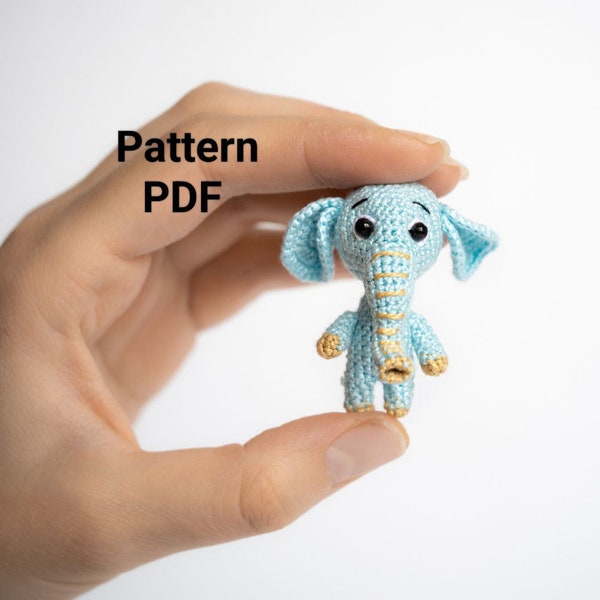 Crochet Amigurumi Miniature Elephant English PATTERN ONLY, pdf Amigurumi Stuffed Elephant  Toy Pattern