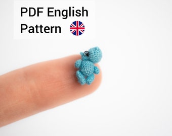 SOLO MODELLO inglese di ippopotamo in miniatura Amigurumi all'uncinetto, pdf Modello di ippopotamo farcito Amigurumi