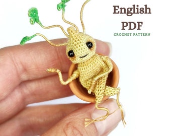 Crochet Amigurumi Miniature Baby Plant sprout English PATTERN ONLY, pdf Amigurumi Stuffed  root baby Toy Pattern