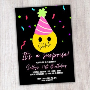 Editable Surprise Birthday Invitation Template, Printable Birthday Invitations, Digital Party Invite, Digital Bday Card Invite