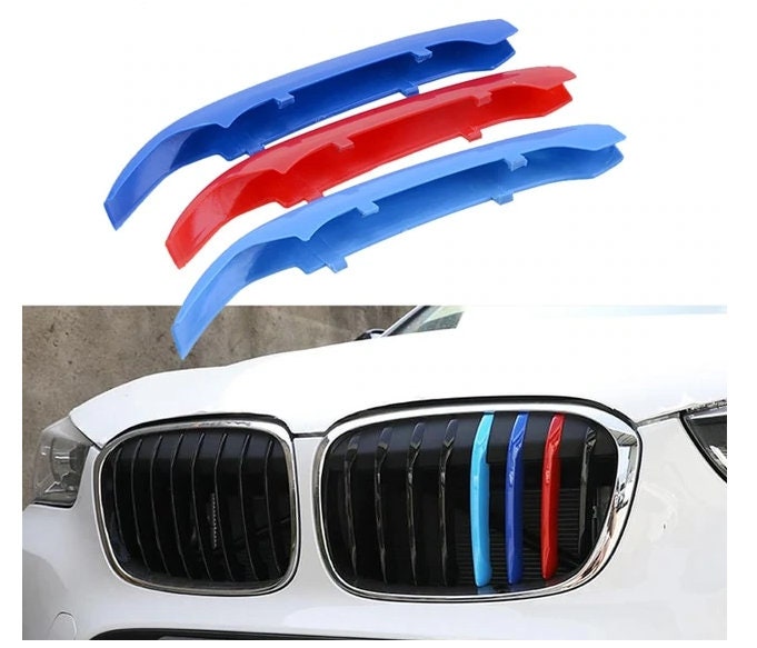 Lanyun Compatible With BMW G30 G31 2021 5 Series LCI M Color Grill Stripes Trims Fit 530 I Sedan 530 I X Driver 530 E With 8 Beam Kidney Grille