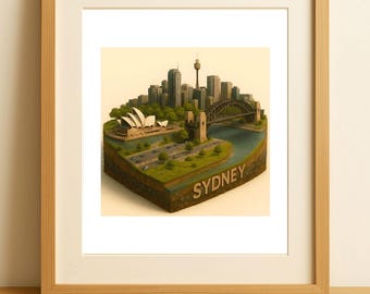 SYDNEY Isometric Diorama Art Print – 3D Cityscape Poster | Ultra-Realistic Wall Art | Urban Landscape Decor | Modern Travel Gift