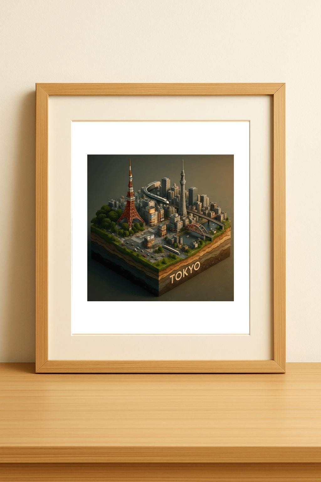 TOKYO Isometric Diorama Art Print – 3D Cityscape Poster | Ultra-Realistic Wall Art | Urban Landscape Decor | Modern Travel Gift