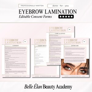 Eyebrow Beauty Treatments Training Manuals: Brow Lamination, Henna, Threading (Editable Canva Templates)
