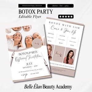 Editable Botox Party Invitation Template: Small Business Branding (Canva)
