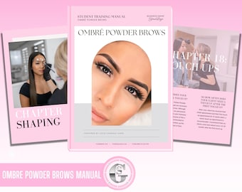Editable Ombre Powder Brows Training Manual: PMU Academy Resource (Canva Template)