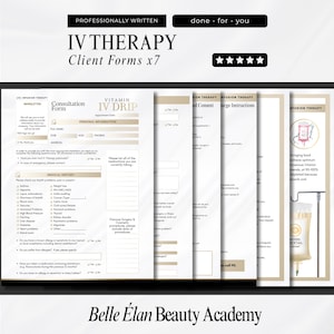 IV Nutrient Drip Forms: Vitamin Therapy Consent, Pricelist Menu (Edit in Canva)