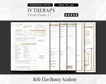 IV Nutrient Drip Forms: Vitamin Therapy Consent, Pricelist Menu (Edit in Canva)