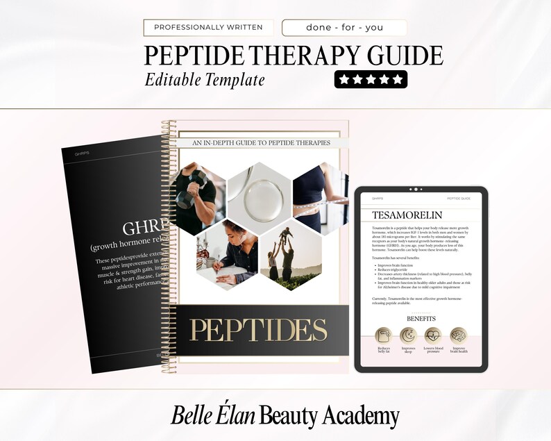 Peptide Therapy In-depth Guide, Peptide Therapy Information Booklet, Editable in Canva
