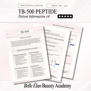 TB-500-Peptide Packungsbeiblätter, Anleitung, Anleitung, Dosierung, Rekonstution, Medspa-Handoutvorlagen, in Canva bearbeiten