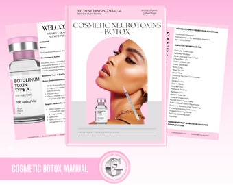 Botox Training Manual, Cosmetic Neurotoxins Training Course, Botulinum Toxins, Editable Training Guide Template, Edit in Canva