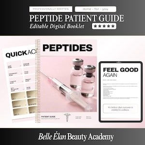 Peptide Therapy Patient Information Booklet, Peptides Patient Digital Guide, PLR, MMR, Editable Canva Template