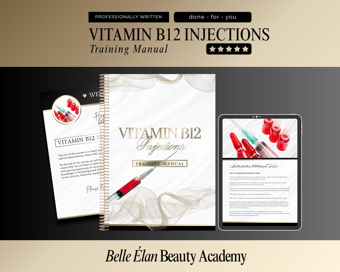 Vitamin B12 Injection Training Manual: IM + Sub Q, Canva Template (60 ...