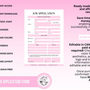 Job Application Form, Employer Files, Small Business Beauty Branding ...