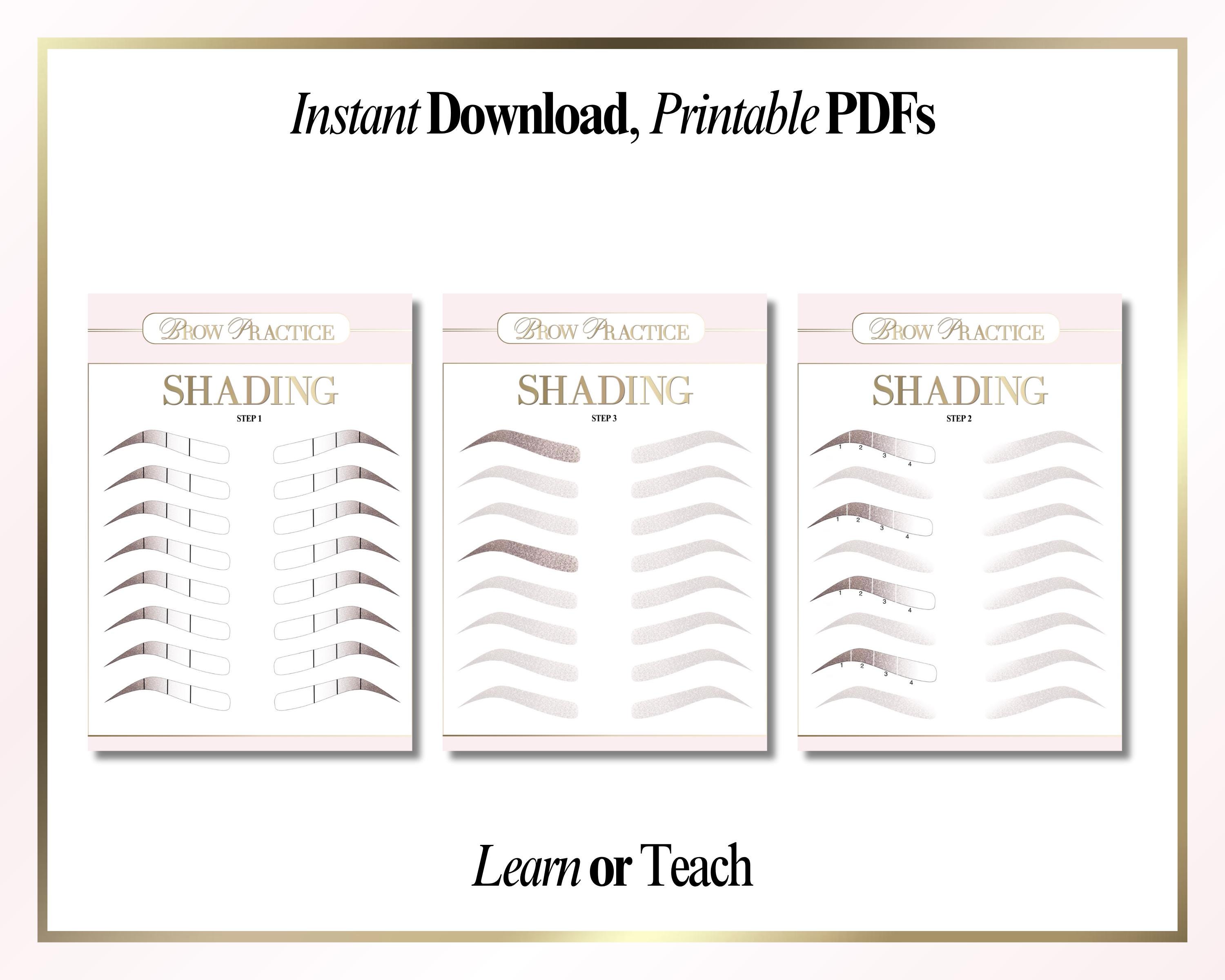 Ombré Powder Brow Practice Sheets: PMU Shading Guide (printable PDF ...