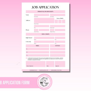 Job Application Form, Employer Files, Small Business Beauty Branding ...