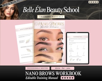 Nano Brows Training Manual: Stroke Patterns Workbook, Editable in Canva (PDF Downloadable File)