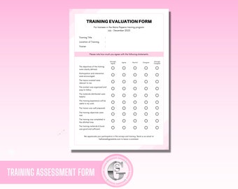 Training Evaluation Form, Student Training Assessment Sheet, Editable in Canva