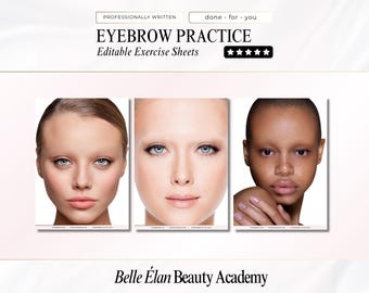 Microblading Brow Practice Sheets: Brow Mapping PMU Training (PDF & JPG)