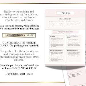 BPC-157 Peptide, Body Protective Compound 157, Patient Information, Dosage & Reconstitution for Patients, Medspa Templates, Edit in Canva