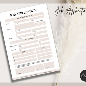 Job Application Form Employer Files Small Business Beauty - Etsy