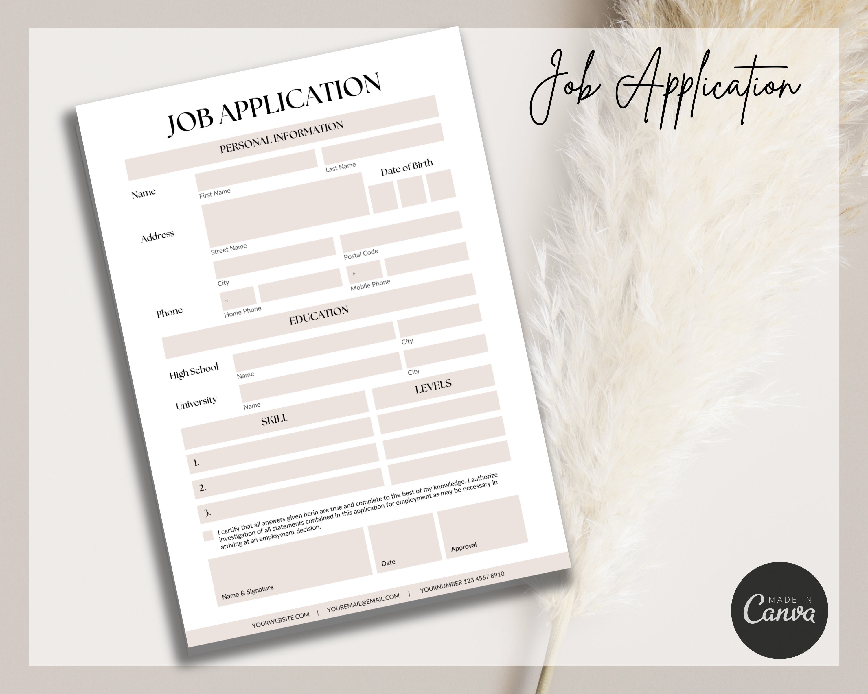 Job Application Form Employer Files Small Business Beauty - Etsy