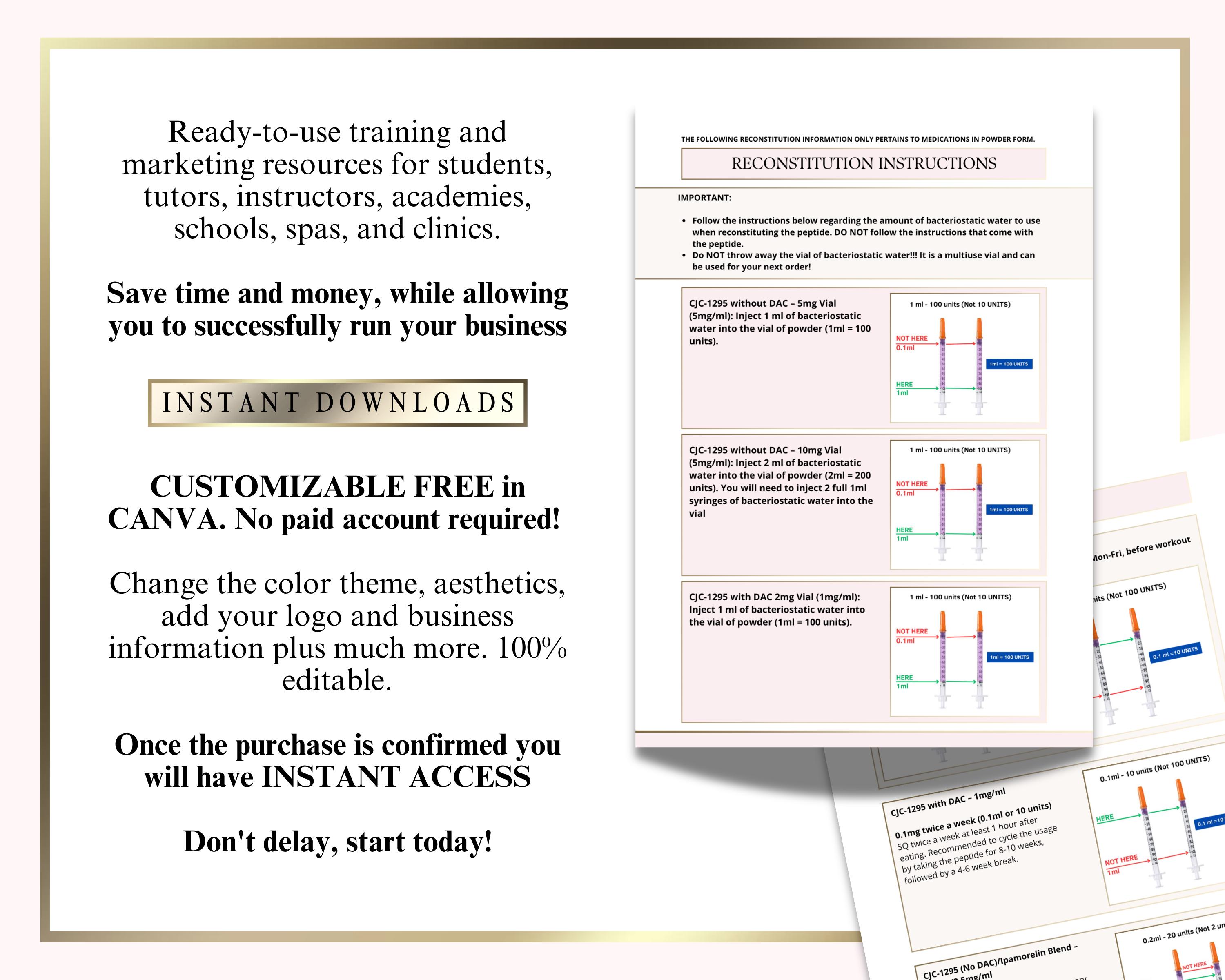Editable CJC-1295 Peptide Guide: Medspa Patient Forms (canva Template ...