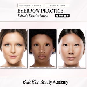 Oefenbladen voor microblading wenkbrauwen: PMU-trainingssjablonen (bewerken in canva, pdf en JPG)