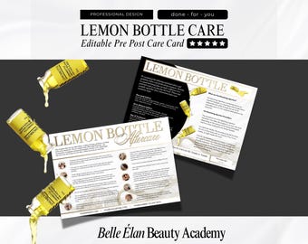 Lemonbottle Fat Dissolve Care Cards: Editable Client Aftercare (Canva Template)