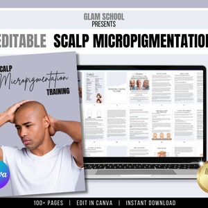 SMP Scalp Micropigmentation Training Manual: Editable PMU Academy Resource (Canva Template)