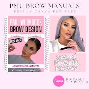 PMU Brow Training Manuals, Brow Design, Mapping, Shaping, Ombre brows, Powder Brows, Student or Tutor, PMU Academy Course, Edit in Canva