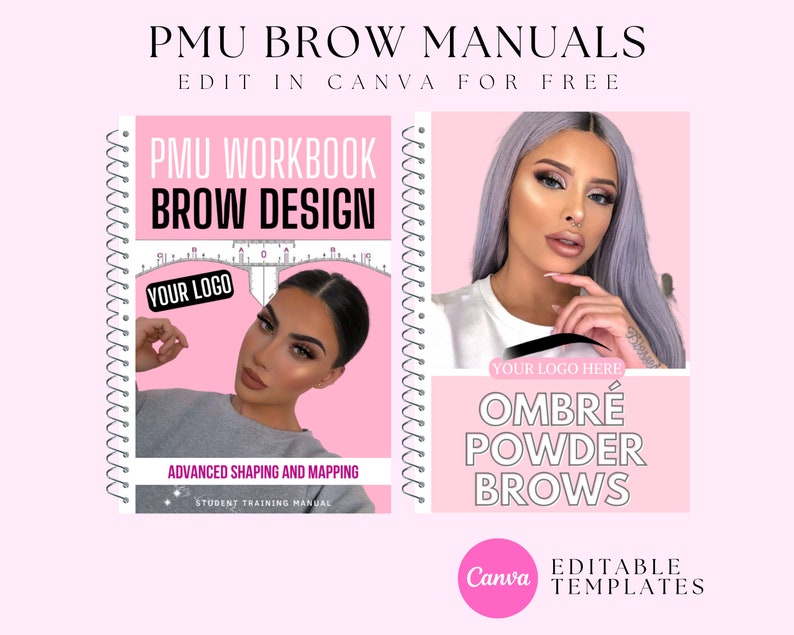 PMU Brow Training Manuals, Brow Design, Mapping, Shaping, Ombre brows, Powder Brows, Student or Tutor, PMU Academy Course, Edit in Canva