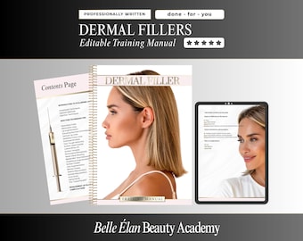 Dermal Fillers Training Manual: Hyaluronic Acid Injections, Editable in Canva