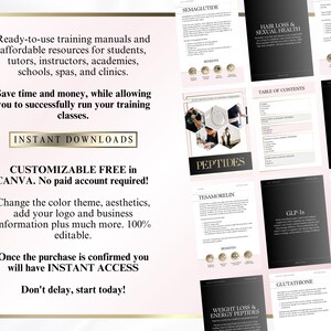 Peptide Therapy Guide, Peptide Therapy Client Information Booklet, Editable in Canva