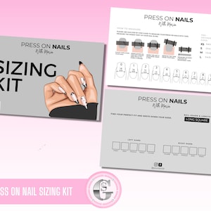 Press On Nails Card, Sizing Kit, Press On Nails Chart, Press On Nails Template Design, Nagelgrößen-Kit, Wie man misst, in Canva bearbeiten