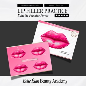 Lippenfüller-Übungsblätter, Lippenfüller-Student, Erzieher, Lippenvergrößerung, Dermal Filler Übungskarten, druckbar, bearbeitbar in Canva
