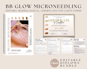 BB Glow Training Manual: Microneedling Course, Certificate & Forms (Canva Editable)