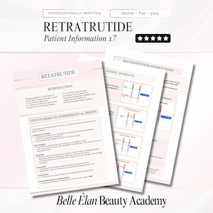 Retatrutid-Gewichtsverlust-Peptid, Packungsbeilagen, Dosierung, Rekonstution, Medspa-Handout-Vorlagen, Pept-Anleitung, in Canva bearbeiten