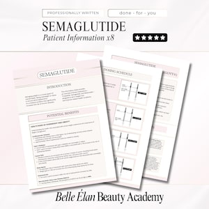 Semaglutide Patient Information, Tirzepatide, Retatrutide, Ozempic®, Wegovy®, Dosage & Reconstitution for Patients, Editable Canva Template
