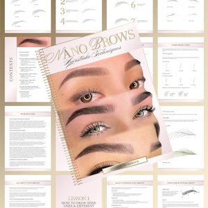 Nano Brows Stroke Patterns Workbook, NanoBrows Student Training Manual, Permanent Makeup Courses, Edit in Canva