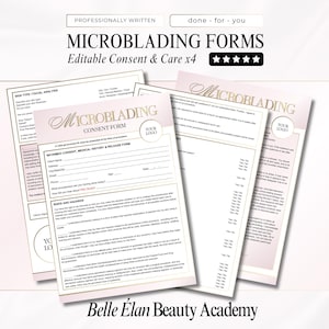 Microblading Consent Forms, Microblading Documents, Client Intake & Aftercare, PMU Artist Templates, Edit in Canva