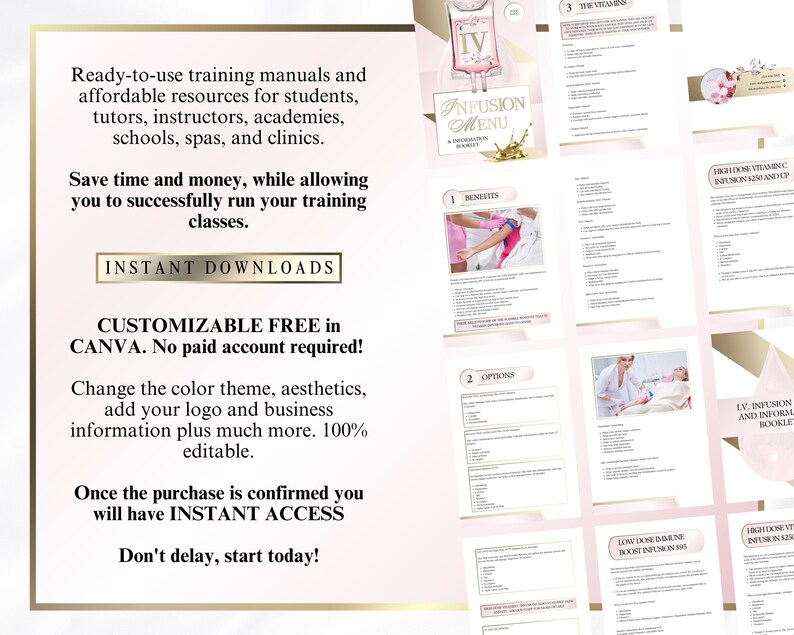 IV Vitamin Drip Patient Brochure, IV Therapy Clinic Patient Education, Infusion Therapy, Intravenous Vitamin Marketing, Edit in Canva